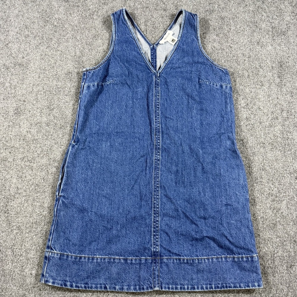 Madewell Denim Mini Dress Small Blue V Neck Pockets Fade Casual